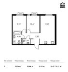 Планировка 2-комнатной квартиры, 53,16 м2