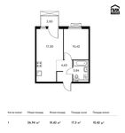 Планировка 1-комнатной квартиры, 36,94 м2