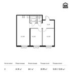 Планировка 2-комнатной квартиры, 61,18 м2