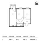 Планировка 2-комнатной квартиры, 61,88 м2