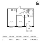 Планировка 2-комнатной квартиры, 55,5 м2