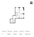 Планировка 2-комнатной квартиры, 67,25 м2