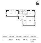 Планировка 3-комнатной квартиры, 77,11 м2