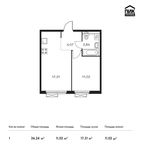 Планировка 1-комнатной квартиры, 36,24 м2