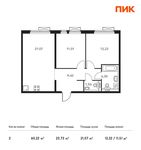 Планировка 2-комнатной квартиры, 60,22 м2