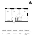 Планировка 3-комнатной квартиры, 78,8 м2