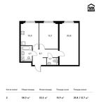 Планировка 2-комнатной квартиры, 58,3 м2