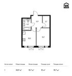 Планировка 1-комнатной квартиры, 34,9 м2