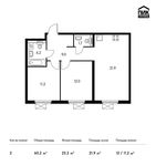 Планировка 2-комнатной квартиры, 60,2 м2