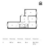 Планировка 3-комнатной квартиры, 90,7 м2