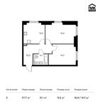 Планировка 2-комнатной квартиры, 57,7 м2