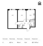 Планировка 2-комнатной квартиры, 62,7 м2