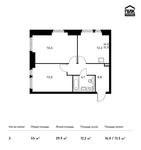 Планировка 2-комнатной квартиры, 55 м2