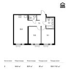 Планировка 2-комнатной квартиры, 54,4 м2