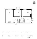 Планировка 3-комнатной квартиры, 79,8 м2