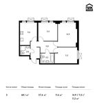 Планировка 3-комнатной квартиры, 67,6 м2