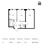 Планировка 2-комнатной квартиры, 58,7 м2