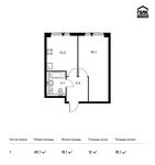Планировка 1-комнатной квартиры, 40,1 м2