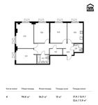 Планировка 4-комнатной квартиры, 93,7 м2