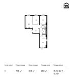 Планировка 3-комнатной квартиры, 90,5 м2