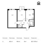 Планировка 2-комнатной квартиры, 63,2 м2
