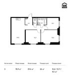 Планировка 3-комнатной квартиры, 78,9 м2