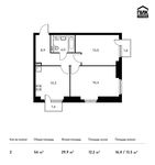 Планировка 2-комнатной квартиры, 56 м2