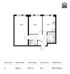 Планировка 2-комнатной квартиры, 58,6 м2