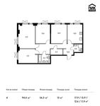 Планировка 4-комнатной квартиры, 93,7 м2