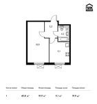 Планировка 1-комнатной квартиры, 40,8 м2