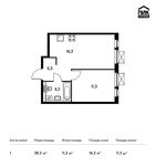 Планировка 1-комнатной квартиры, 38,3 м2