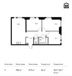 Планировка 3-комнатной квартиры, 78,8 м2