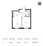 Планировка 2-комнатной квартиры, 42,2 м2