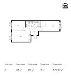 Планировка 2-комнатной квартиры, 66,9 м2
