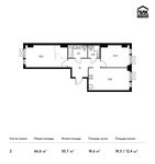 Планировка 2-комнатной квартиры, 66,6 м2