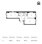 Планировка 2-комнатной квартиры, 66,8 м2
