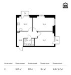 Планировка 2-комнатной квартиры, 58,7 м2