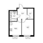 Планировка 1-комнатной квартиры, 34,4 м2