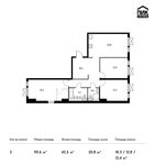 Планировка 3-комнатной квартиры, 90,6 м2