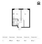 Планировка 1-комнатной квартиры, 39,8 м2