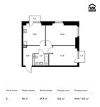 Планировка 2-комнатной квартиры, 56 м2