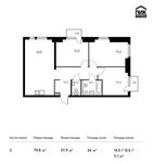 Планировка 3-комнатной квартиры, 79,8 м2