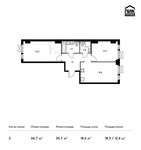 Планировка 2-комнатной квартиры, 66,7 м2