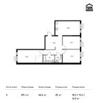Планировка 3-комнатной квартиры, 89,1 м2