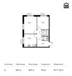 Планировка 2-комнатной квартиры, 52,2 м2