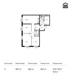 Планировка 3-комнатной квартиры, 94,7 м2