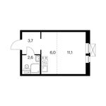 Планировка квартиры студии, 23,3 м2