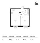 Планировка 1-комнатной квартиры, 39,4 м2