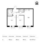 Планировка 2-комнатной квартиры, 54,5 м2