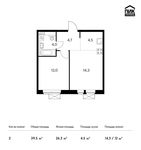 Планировка 2-комнатной квартиры, 39,5 м2